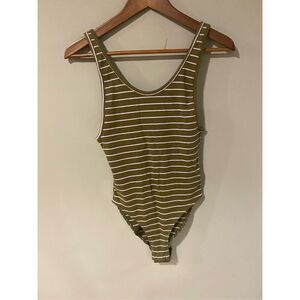Urban Outfitters Olive Striped Bodysuit